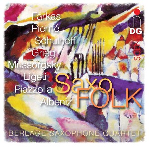 CD cover with frame SaxoFOLK Berlage Saxophone Quartet